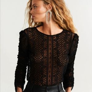 MANGO Suit Black Lace detail top